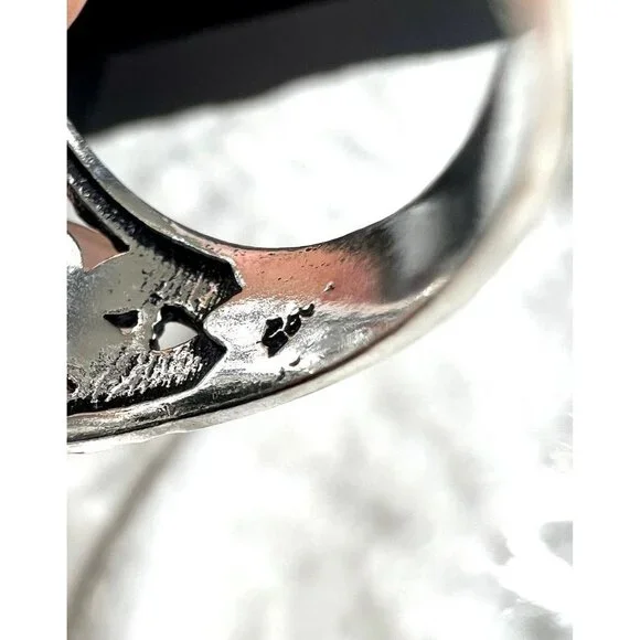 925 Protection Onyx 5 Stone Ring Sz 7 - Picture 5 of 6